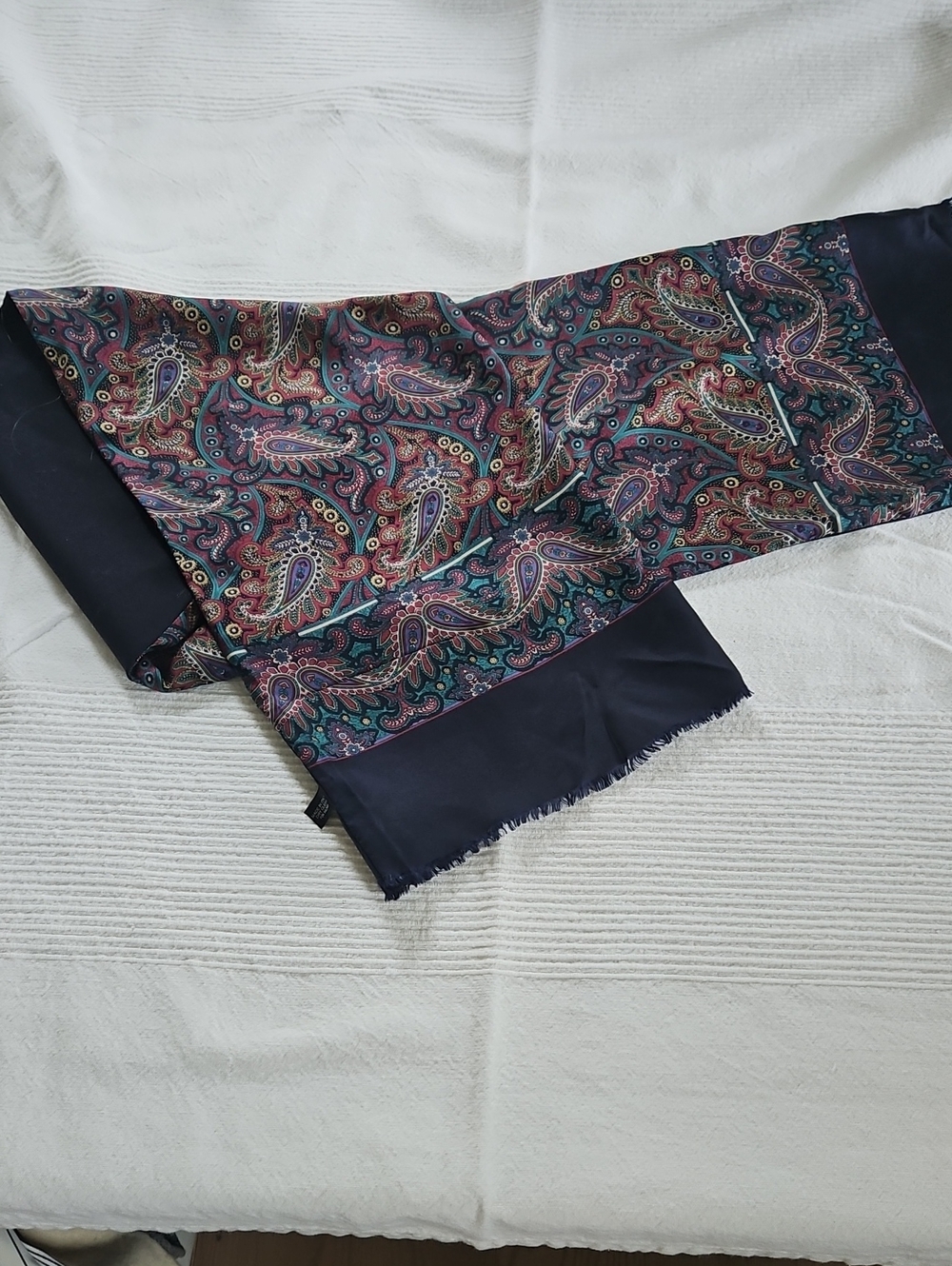Men's Navy Paisley Scarf - Elegant Accent for Suits